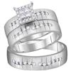 Image 1 : His Hers Princess Diamond Square Matching Wedding Set 1/2 Cttw 14kt White Gold