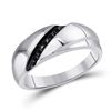 Image 1 : Sterling Silver Mens Black Color Enhanced Diamond Diagonal Row Band Ring 1/8 Cttw Sterling Silver