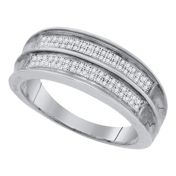 Sterling Silver Mens Diamond Wedding Band Ring 1/5 Cttw Sterling Silver