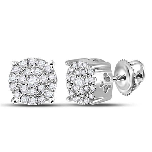 Diamond Cindys Dream Cluster Earrings 1/8 Cttw 10kt White Gold