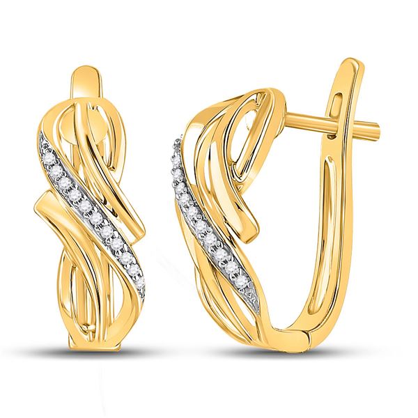 Diamond Bypass Crossover Hoop Earrings 1/12 Cttw 10kt Yellow Gold