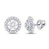Image 1 : Diamond Circle Floral Cluster Earrings 3/8 Cttw 14kt White Gold