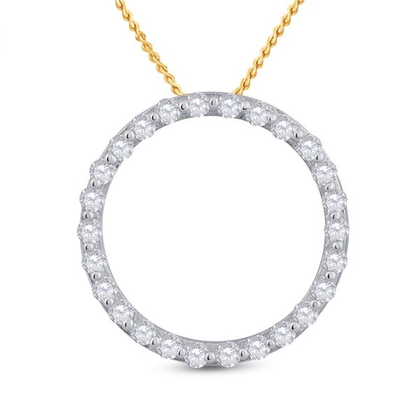 Diamond Circle Outline Pendant 1/2 Cttw 14kt Yellow Gold