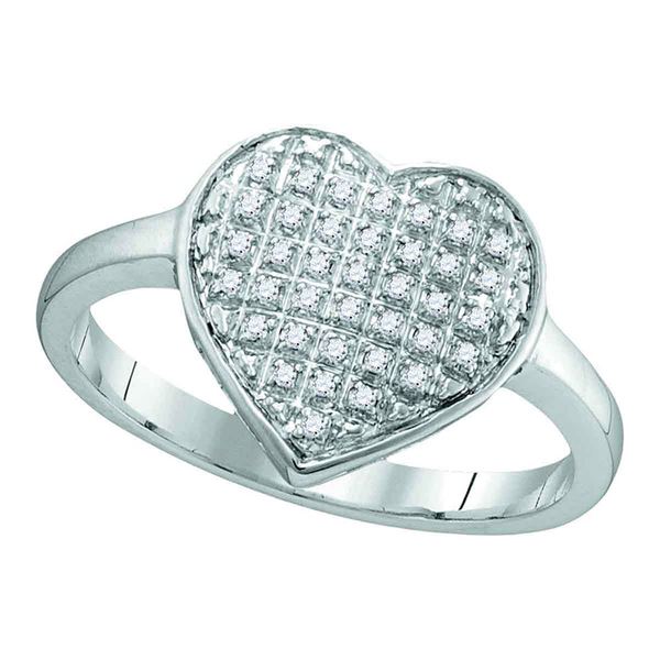 Diamond Heart Cluster Ring 1/10 Cttw 10kt White Gold