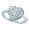 Image 1 : Diamond Heart Cluster Ring 1/10 Cttw 10kt White Gold