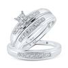 Image 1 : His Hers Diamond Cluster Matching Wedding Set 1/5 Cttw 10kt White Gold