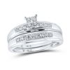 Image 2 : His Hers Diamond Cluster Matching Wedding Set 1/5 Cttw 10kt White Gold