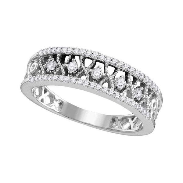 Diamond Filigree Symmetrical Band Ring 1/4 Cttw 10kt White Gold