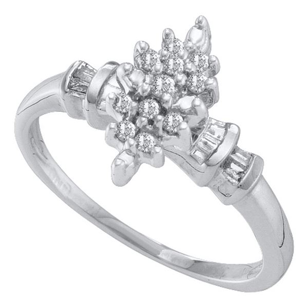 Prong-set Diamond Marquis-shape Cluster Ring 1/6 Cttw 10kt White Gold