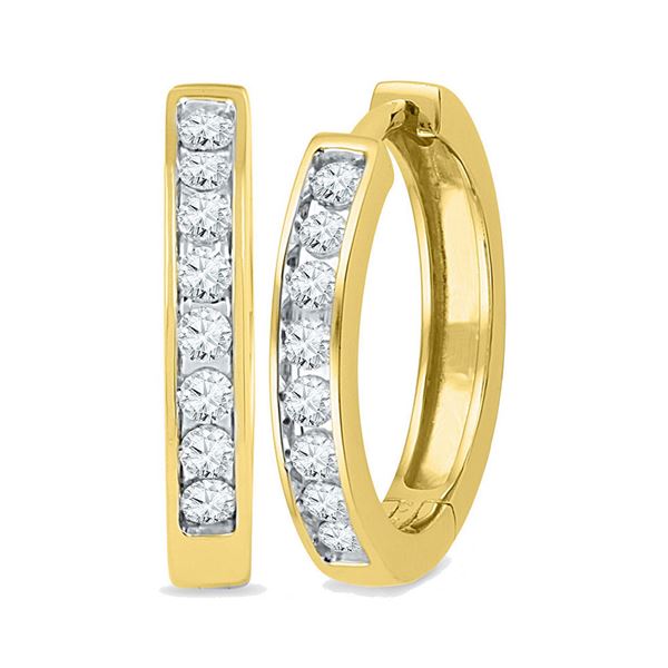 Diamond Hoop Earrings 1/2 Cttw 10kt Yellow Gold