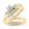 Image 1 : His Hers Diamond Cluster Matching Wedding Set 1/5 Cttw 10kt Yellow Gold