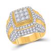 Image 1 : Mens Diamond Ribbed Square Cluster Ring 5 Cttw 14kt Yellow Gold