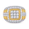 Image 2 : Mens Diamond Ribbed Square Cluster Ring 5 Cttw 14kt Yellow Gold