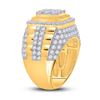 Image 3 : Mens Diamond Ribbed Square Cluster Ring 5 Cttw 14kt Yellow Gold