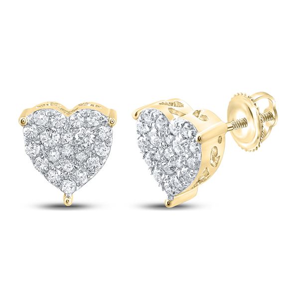 Diamond Heart Earrings 1/2 Cttw 10kt Yellow Gold