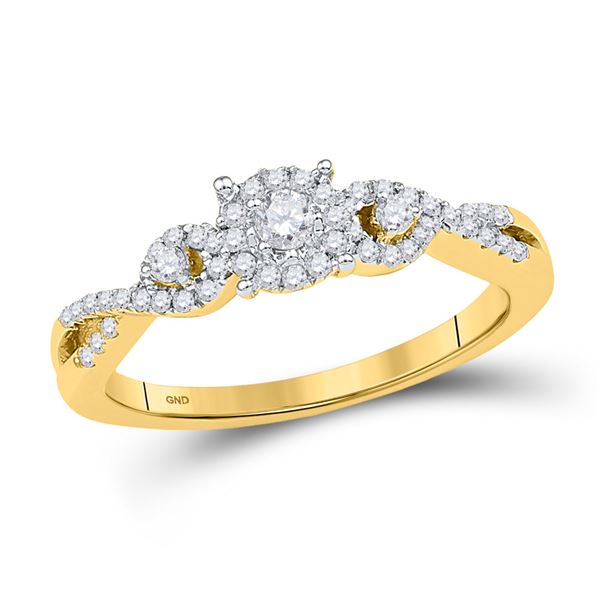 Diamond Solitaire Halo Twist Bridal Wedding Engagement Ring 1/4 Cttw 10kt Yellow Gold