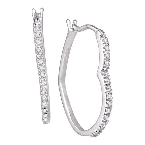 Diamond Heart Hoop Earrings 1/8 Cttw 10kt White Gold