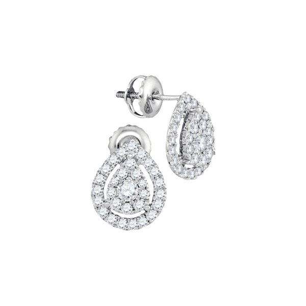 Diamond Teardrop Stud Earrings 3/4 Cttw 14kt White Gold