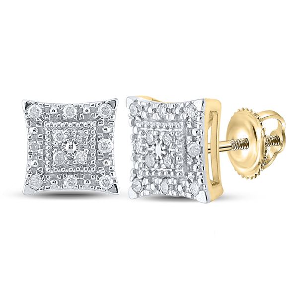 Diamond Square Earrings 1/8 Cttw 10kt Yellow Gold