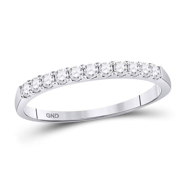 Diamond Single Row Wedding Band 1/4 Cttw 14kt White Gold