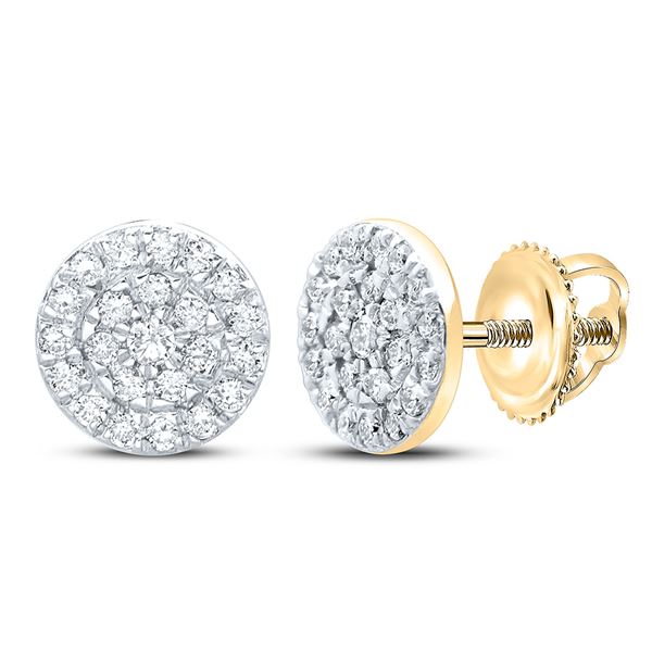 Diamond Cluster Earrings 1/8 Cttw 10kt Yellow Gold