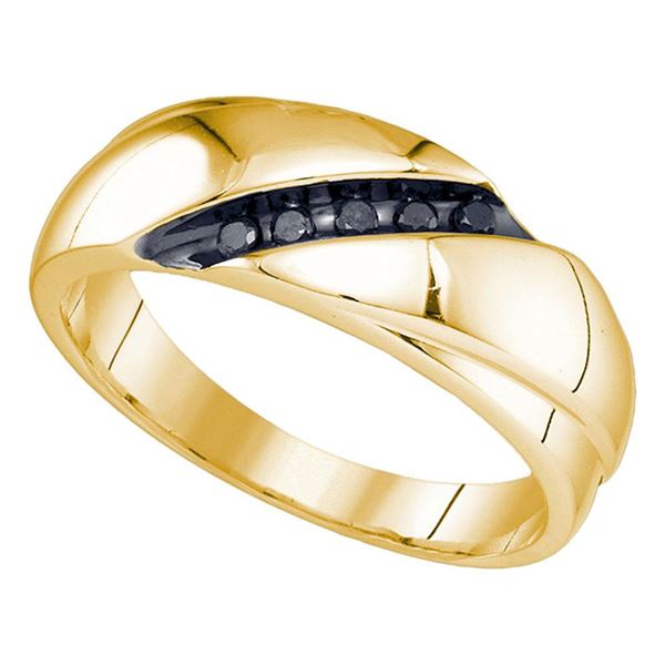 Yellow-Tone Sterling Silver Mens Black Color Enhanced Diamond Band Ring 1/8 Cttw Yellow-Tone Sterlin
