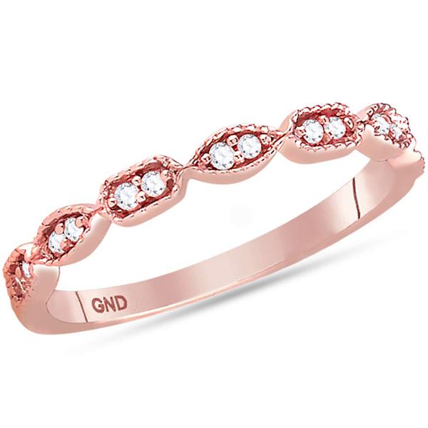 Diamond Geometric Stackable Band Ring 1/10 Cttw 14kt Rose Gold