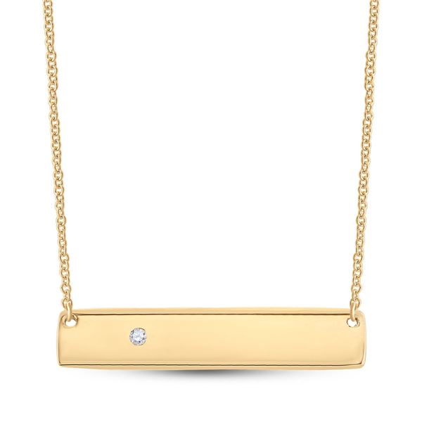 Diamond Rectangle Bar Necklace .02 Cttw 10kt Yellow Gold