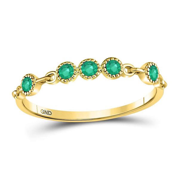 Emerald Dot Stackable Band Ring 1/20 Cttw 10kt Yellow Gold