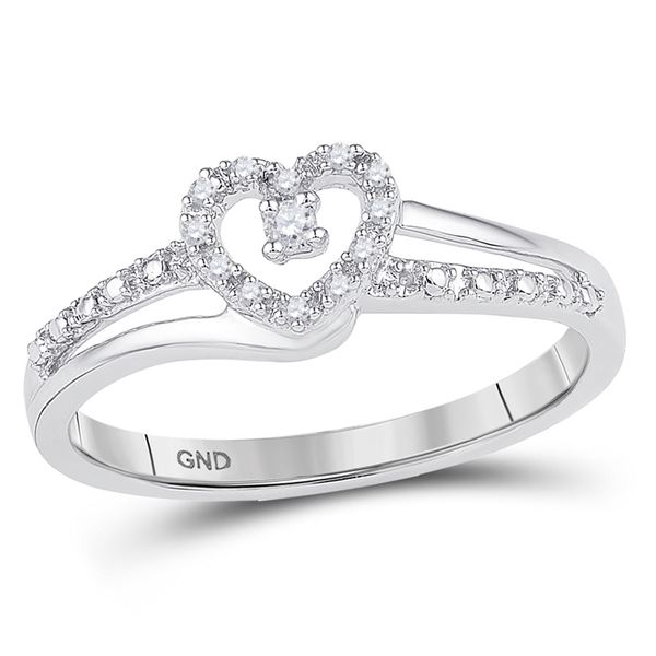 Diamond Heart Promise Ring 1/20 Cttw 10kt White Gold