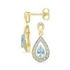 Image 1 : Pear Lab-Created Aquamarine Dangle Earrings 5/8 Cttw 10kt Yellow Gold