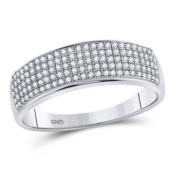 Mens Diamond Wedding Pave Band Ring 3/8 Cttw 10kt White Gold