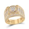 Image 1 : Mens Baguette Diamond Circle Cluster Ring 2-3/8 Cttw 14kt Yellow Gold