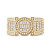 Image 2 : Mens Baguette Diamond Circle Cluster Ring 2-3/8 Cttw 14kt Yellow Gold