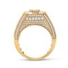 Image 3 : Mens Baguette Diamond Circle Cluster Ring 2-3/8 Cttw 14kt Yellow Gold