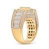 Image 4 : Mens Baguette Diamond Circle Cluster Ring 2-3/8 Cttw 14kt Yellow Gold