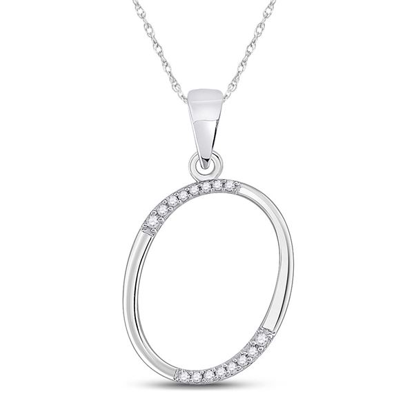 Diamond O Initial Letter Pendant 1/12 Cttw 10kt White Gold