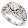 Image 1 : Diamond Roped Flower Cluster Ring 7/8 Cttw 10kt Two-tone Gold