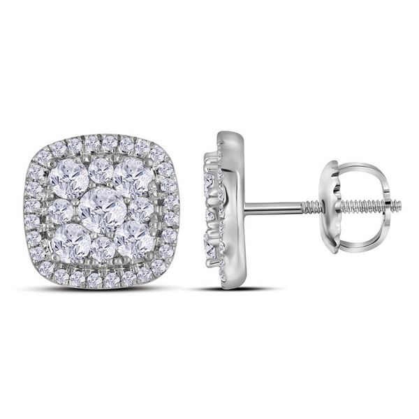 Diamond Square Cluster Earrings 1 Cttw 10kt White Gold