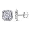 Image 1 : Diamond Square Cluster Earrings 1 Cttw 10kt White Gold