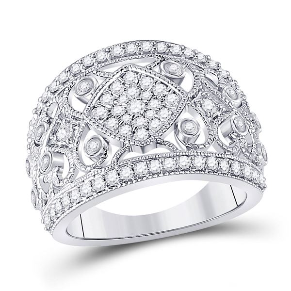 Diamond Filigree Fashion Ring 3/4 Cttw 14kt White Gold