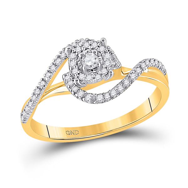 Diamond Solitaire Swirl Bridal Wedding Engagement Ring 1/5 Cttw 10kt Yellow Gold