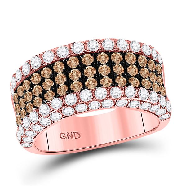 Brown Diamond Cocktail Anniversary Ring 2-3/8 Cttw 14kt Rose Gold