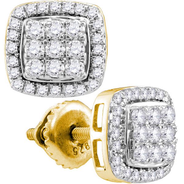 Diamond Square Earrings 1 Cttw 10kt Yellow Gold
