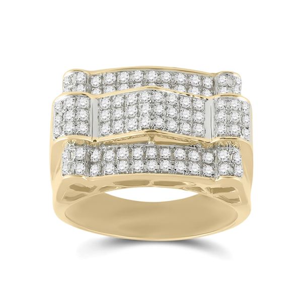 Mens Diamond Arch Cluster Ring 1 Cttw 10kt Yellow Gold