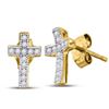 Image 1 : Diamond Cross Earrings 1/10 Cttw 10kt Yellow Gold
