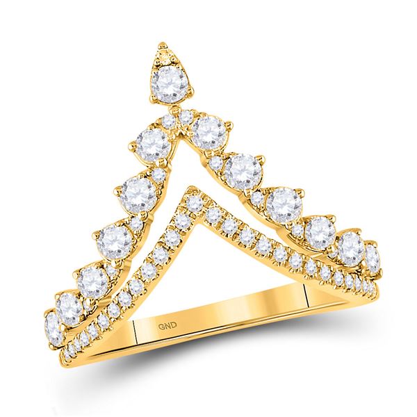 Diamond Chevron Band Ring 3/4 Cttw 14kt Yellow Gold