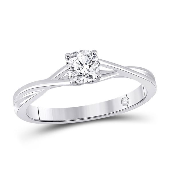 Diamond Solitaire Bridal Wedding Engagement Ring 1/2 Cttw 14kt White Gold