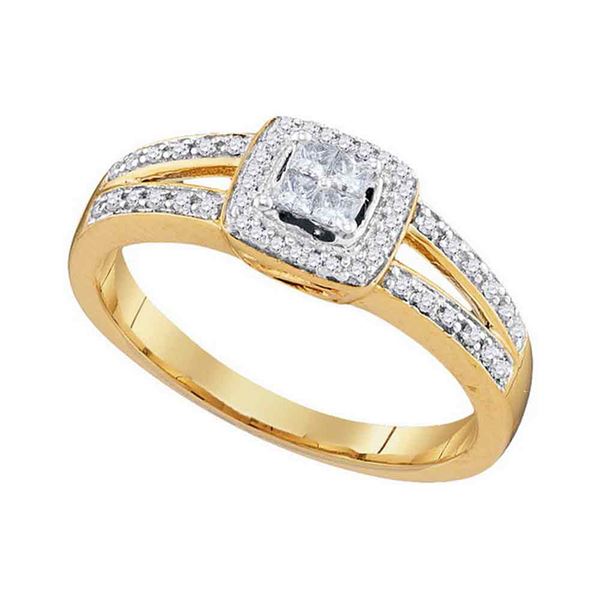 Princess Diamond Cluster Bridal Wedding Engagement Ring 1/5 Cttw 10kt Yellow Gold