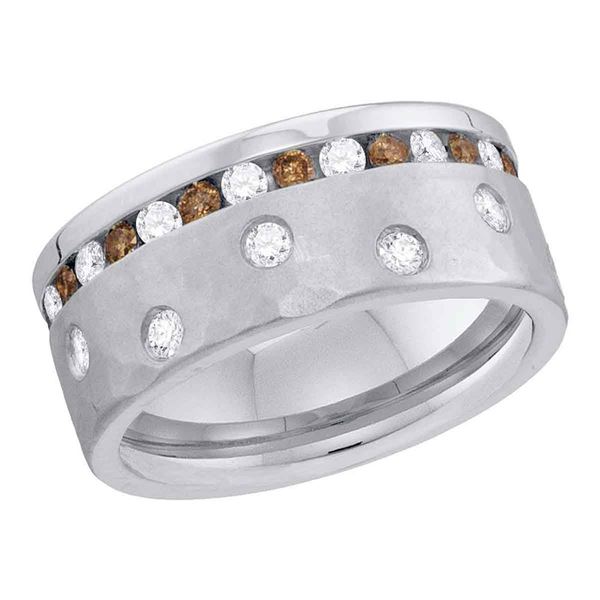 Brown Diamond Band Ring 1-1/8 Cttw 14kt White Gold